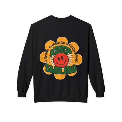 Retro 70s Smiley Flower Graphic Sweatshirt | Cozy Crewneck