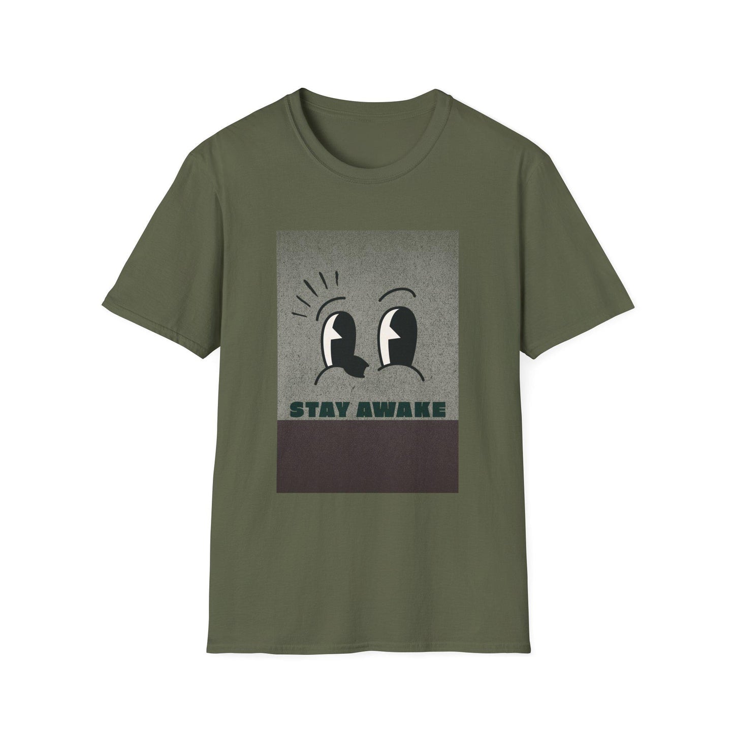 Stay Awake Graphic T-Shirt | Minimalist Cartoon Eyes Crew Tee