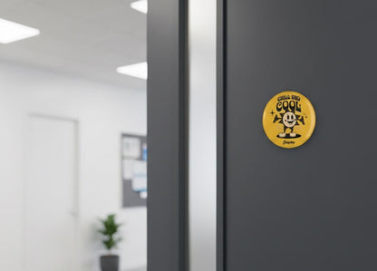 Chill and Cool Sunface Magnet Button | Retro-Inspired Round Magnet That Brings Upbeat Charm To Any Magnetic Surface