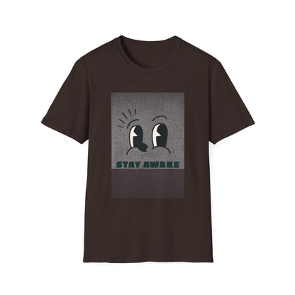 Stay Awake Graphic T-Shirt | Minimalist Cartoon Eyes Crew Tee