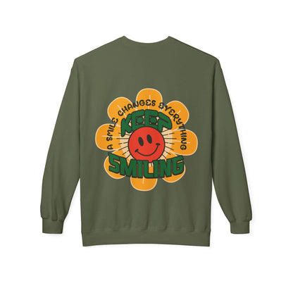 Retro 70s Smiley Flower Graphic Sweatshirt | Cozy Crewneck