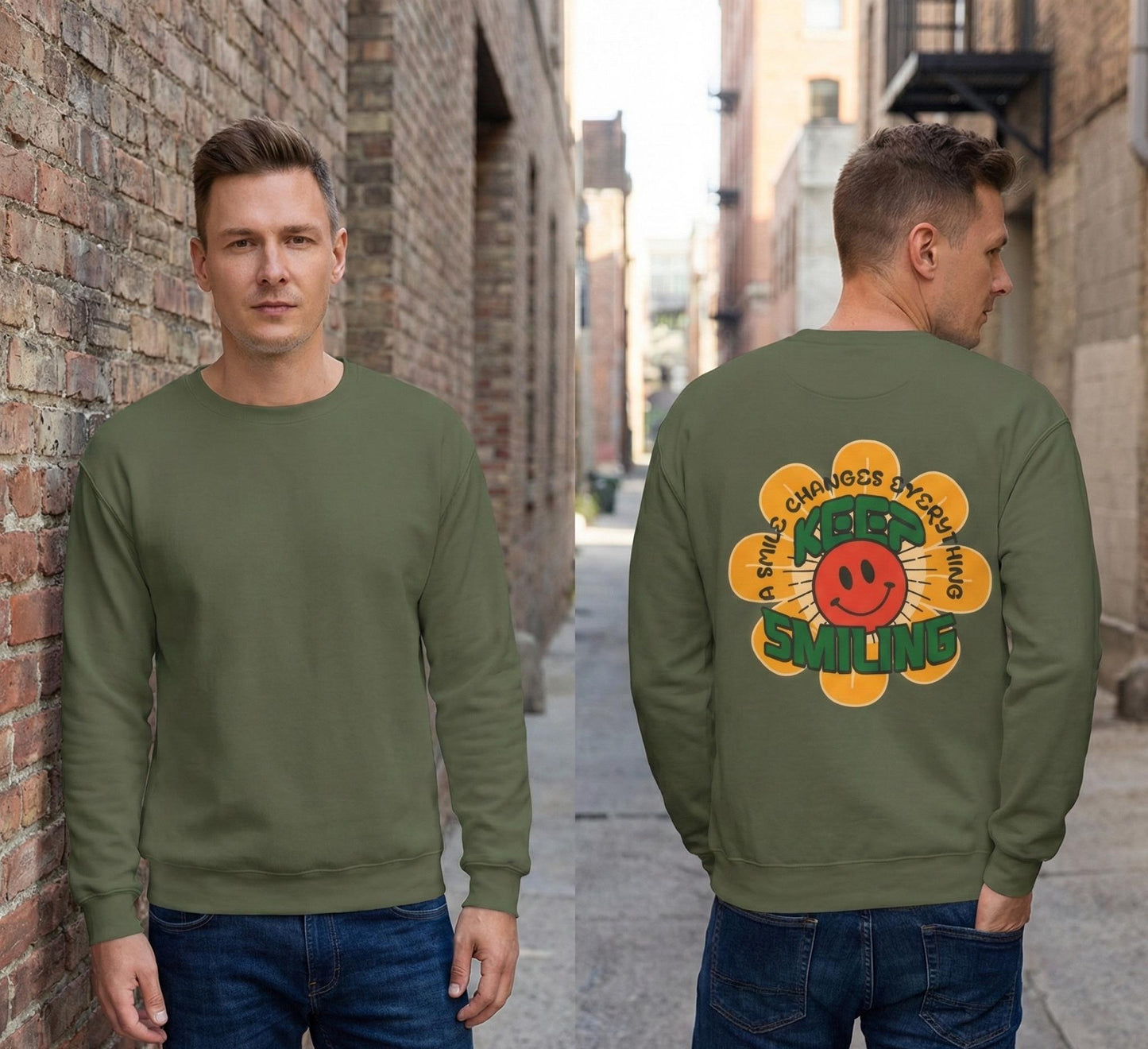 Retro 70s Smiley Flower Graphic Sweatshirt | Cozy Crewneck