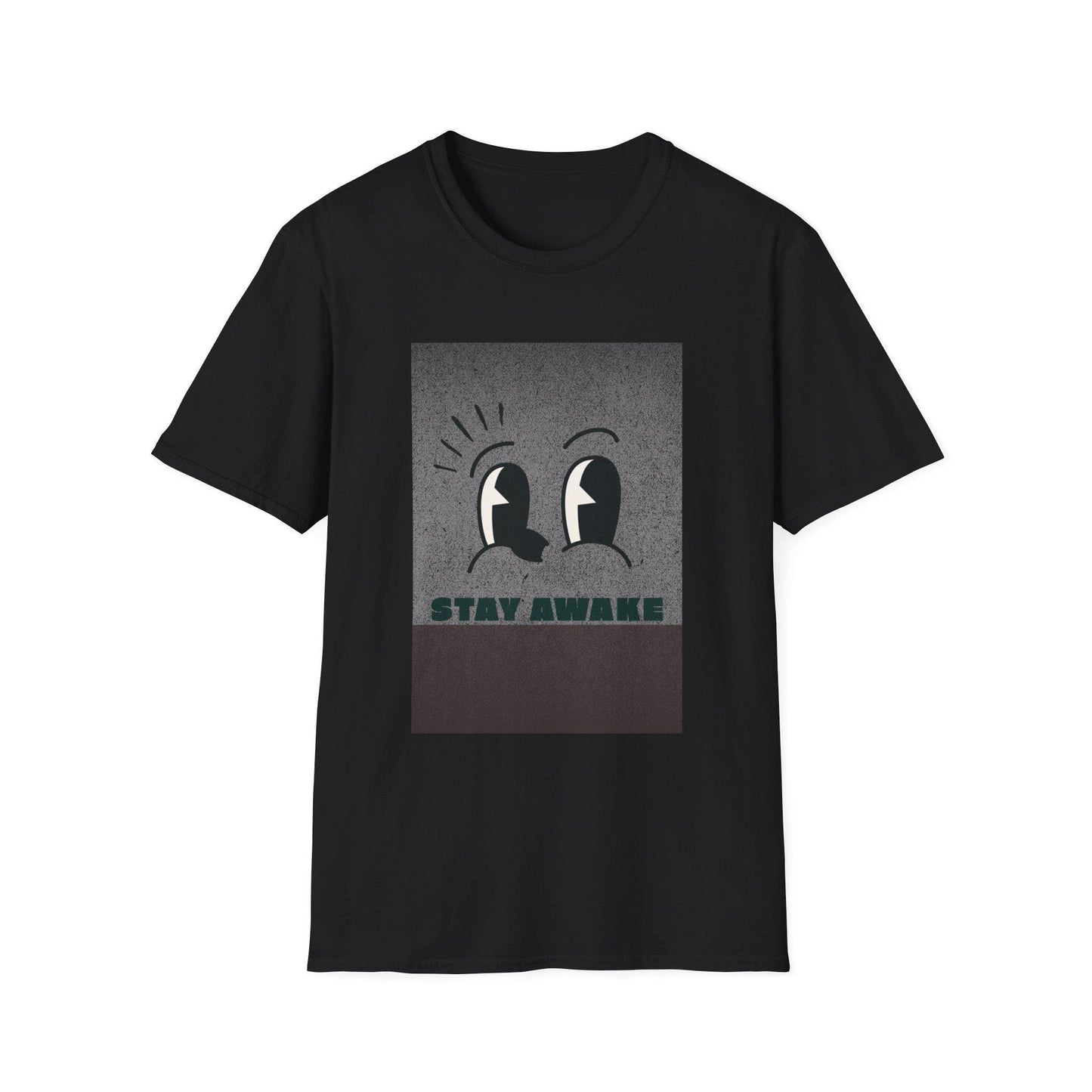 Stay Awake Graphic T-Shirt | Minimalist Cartoon Eyes Crew Tee