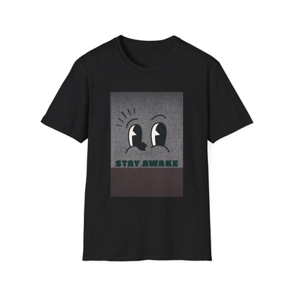 Stay Awake Graphic T-Shirt | Minimalist Cartoon Eyes Crew Tee