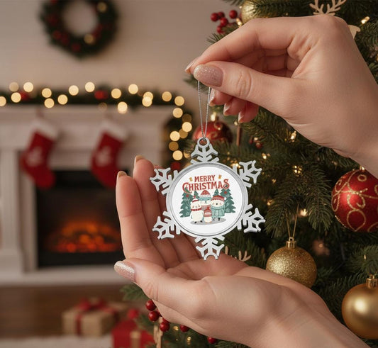 Pewter Snowflake Ornament | Merry Christmas Holiday Decoration