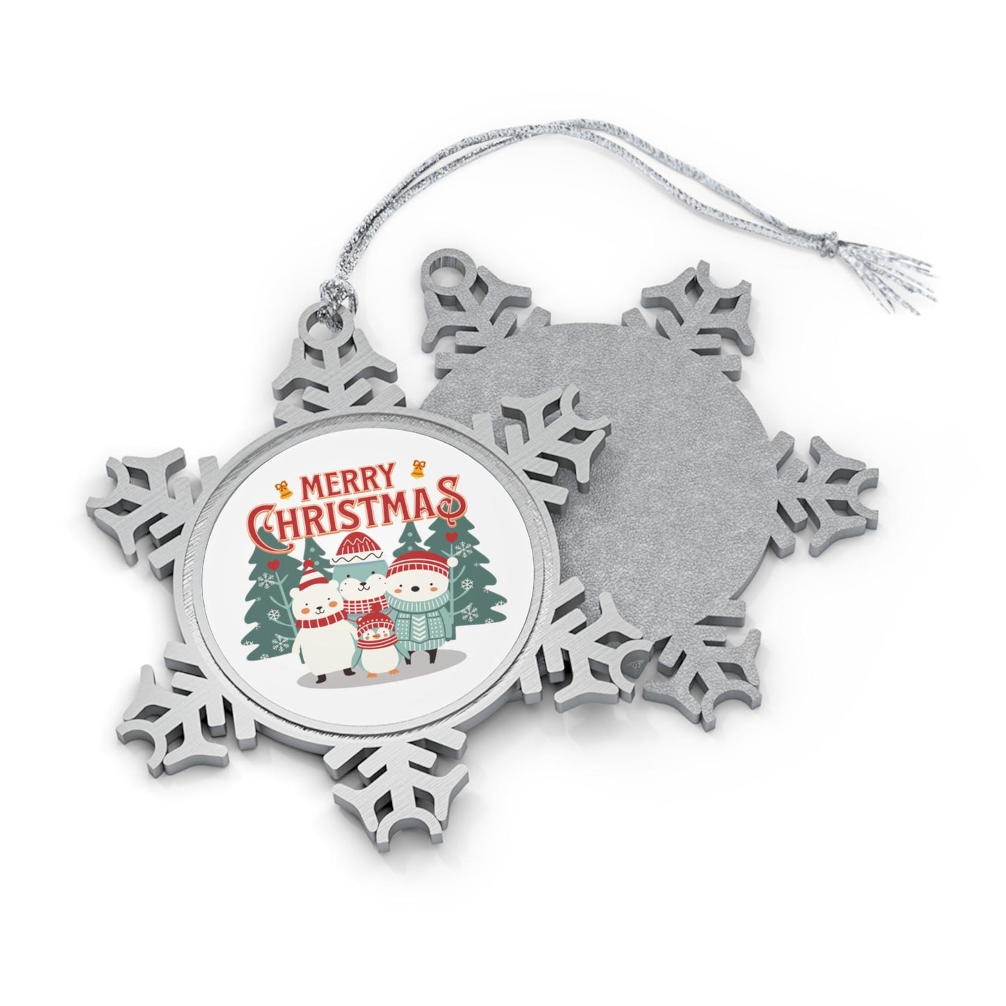 Pewter Snowflake Ornament | Merry Christmas Holiday Decoration