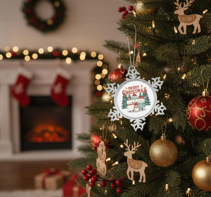 Pewter Snowflake Ornament | Merry Christmas Holiday Decoration