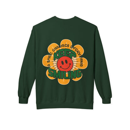 Retro 70s Smiley Flower Graphic Sweatshirt | Cozy Crewneck