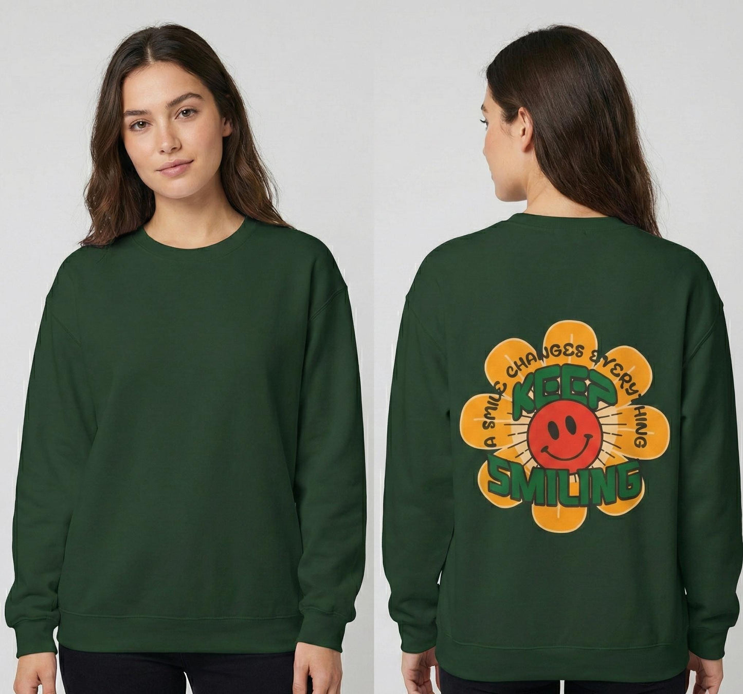 Retro 70s Smiley Flower Graphic Sweatshirt | Cozy Crewneck