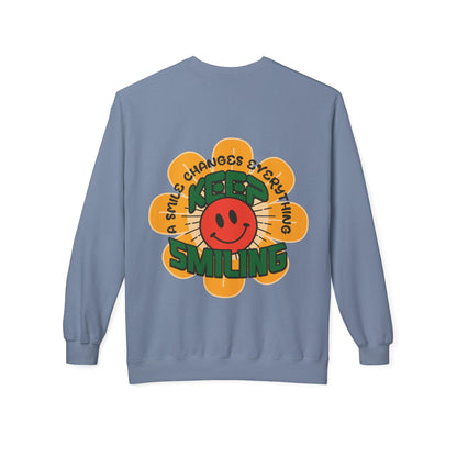 Retro 70s Smiley Flower Graphic Sweatshirt | Cozy Crewneck