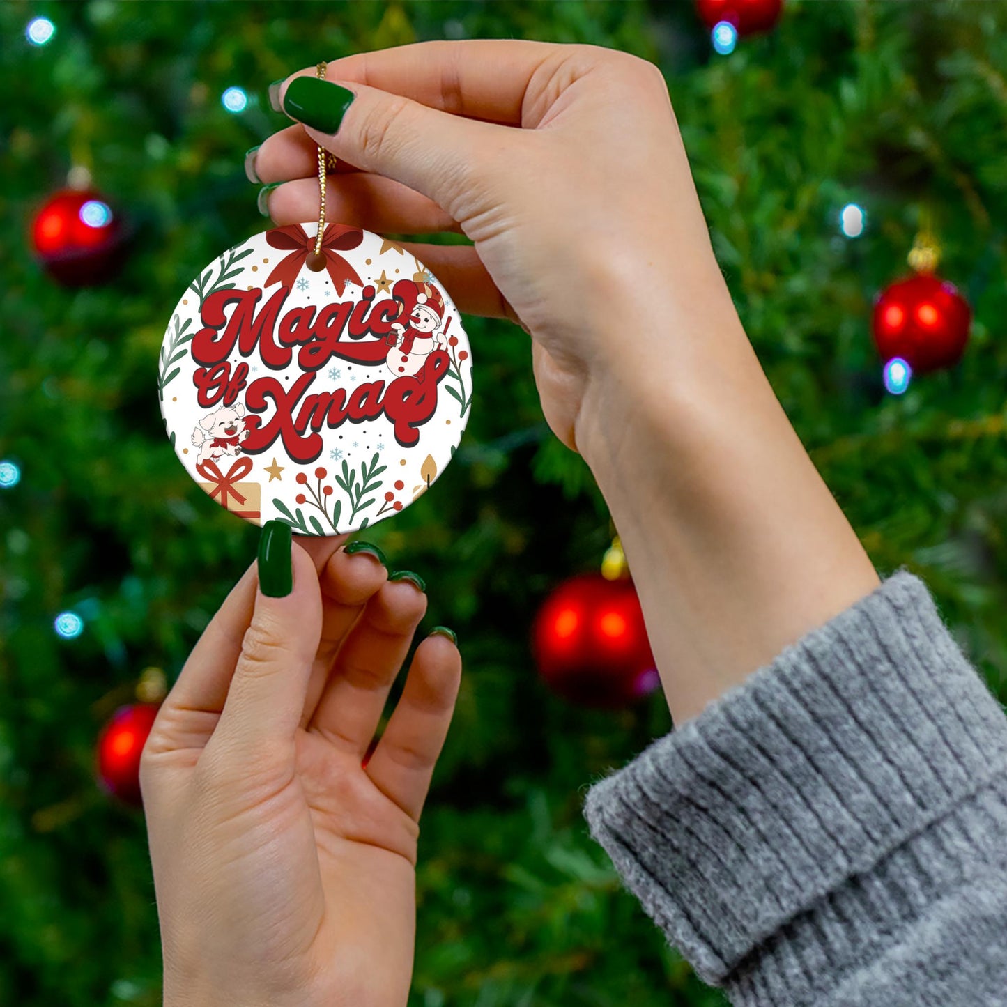 Magic of Xmas Ceramic Ornament | Round Holiday Ornament For Decoration