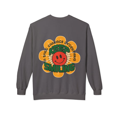 Retro 70s Smiley Flower Graphic Sweatshirt | Cozy Crewneck