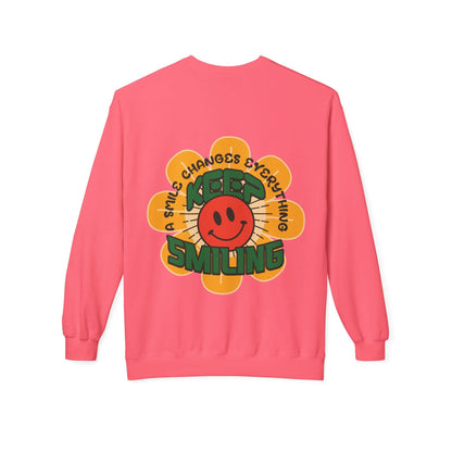 Retro 70s Smiley Flower Graphic Sweatshirt | Cozy Crewneck