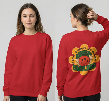 Retro 70s Smiley Flower Graphic Sweatshirt | Cozy Crewneck