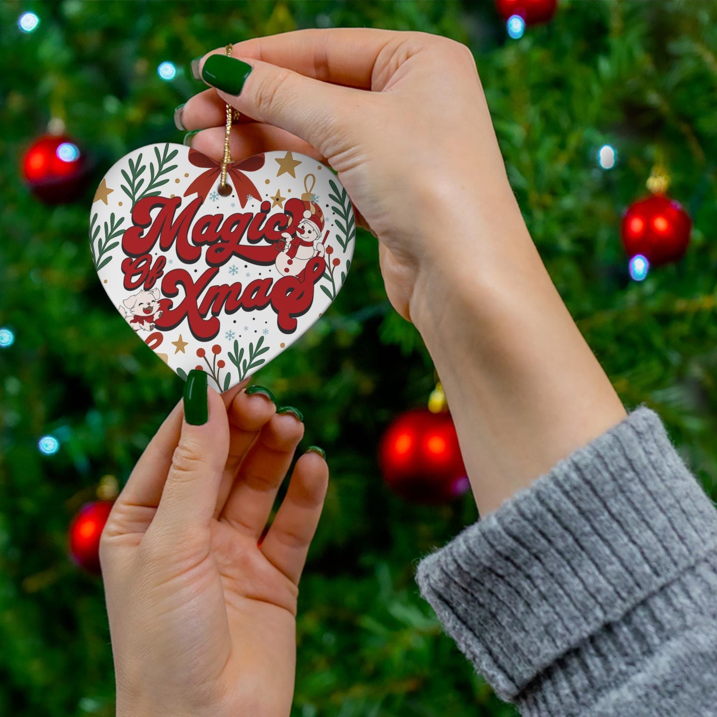 Magic of Xmas Ceramic Ornament | Round Holiday Ornament For Decoration