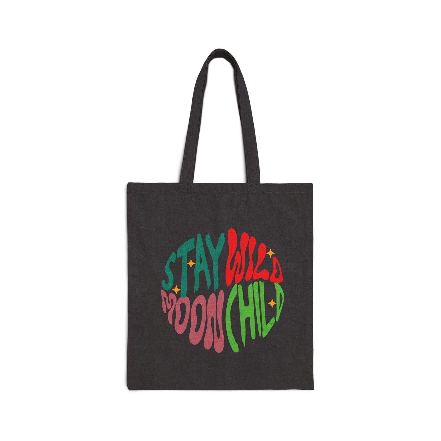 Stay Wild Moon Child Tote Bag | Retro Cotton Canvas