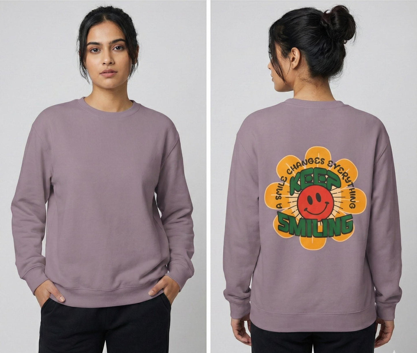 Retro 70s Smiley Flower Graphic Sweatshirt | Cozy Crewneck