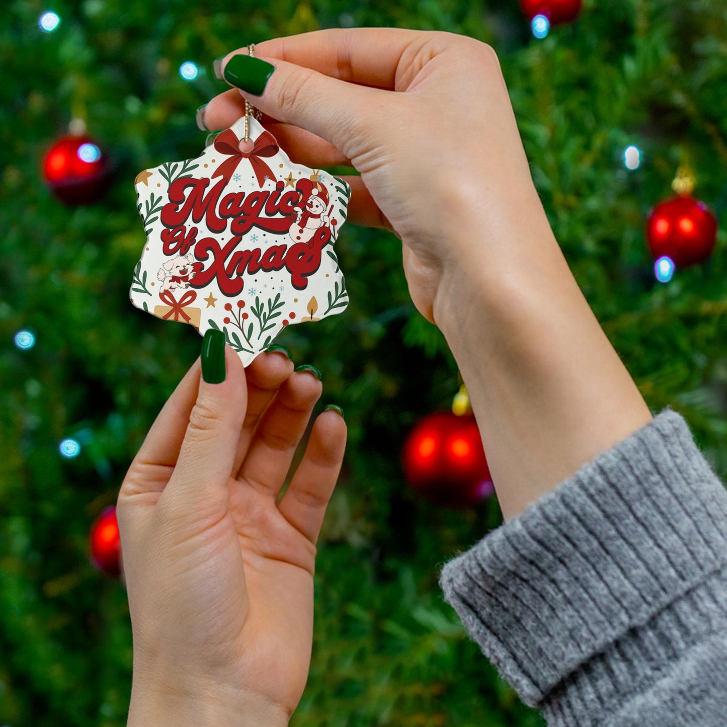 Magic of Xmas Ceramic Ornament | Round Holiday Ornament For Decoration