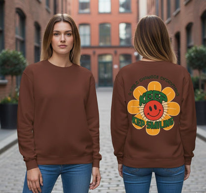 Retro 70s Smiley Flower Graphic Sweatshirt | Cozy Crewneck