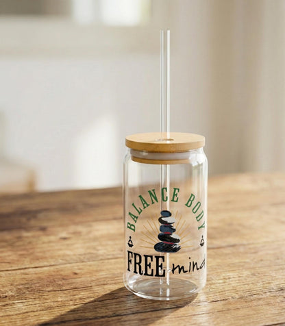 Balance Body Sipper Glass | Bamboo Lid, Tritan Straw (16oz)