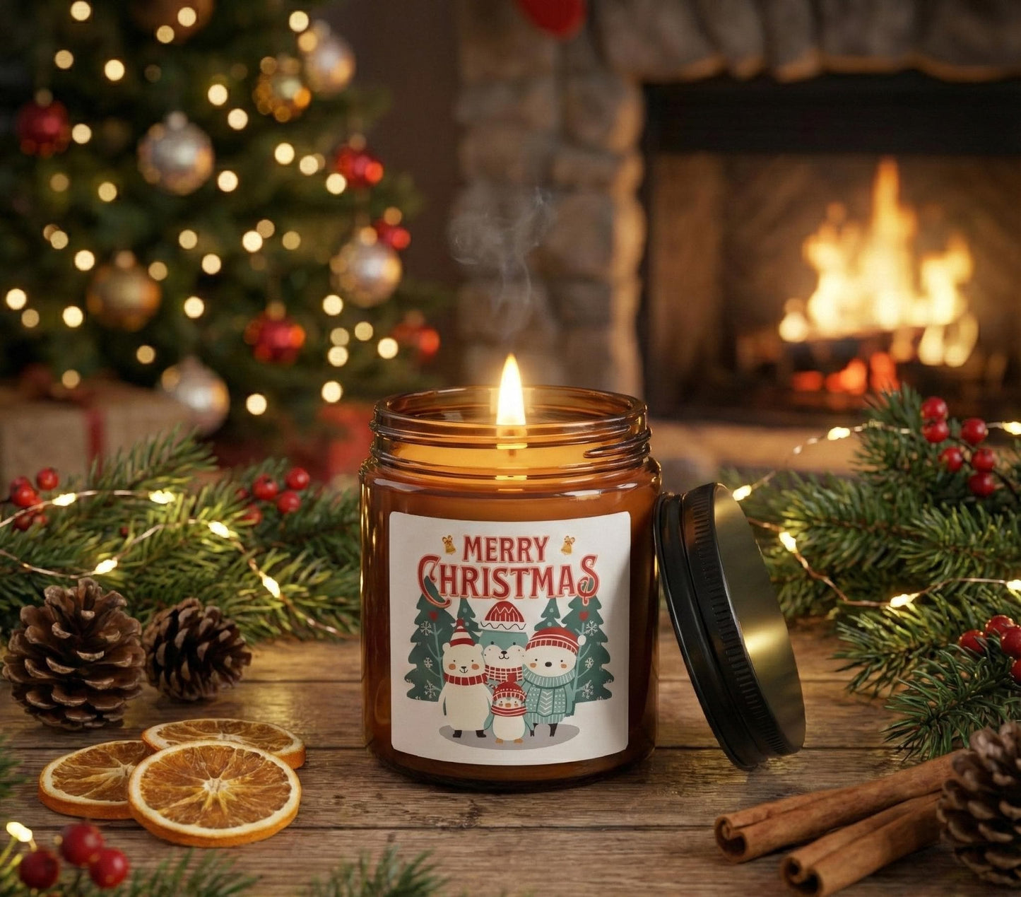 Merry Christmas Snowman Family Candle | Warm Light, Gentle Fragrance, and a Little Holiday Cheer