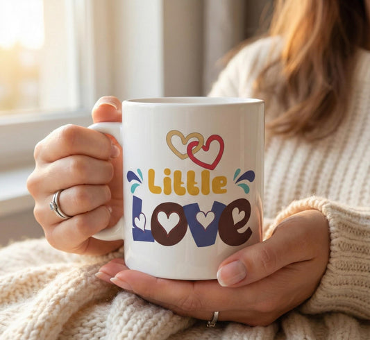 Little Love Mug | Cheerful Heart Typography Ceramic Drinkware