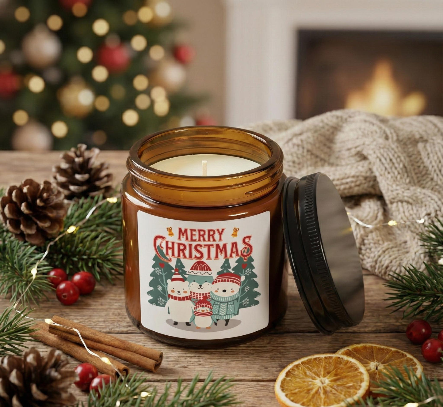 Merry Christmas Snowman Family Candle | Warm Light, Gentle Fragrance, and a Little Holiday Cheer