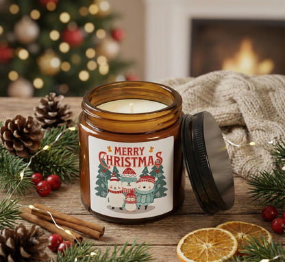 Merry Christmas Snowman Family Candle | Warm Light, Gentle Fragrance, and a Little Holiday Cheer