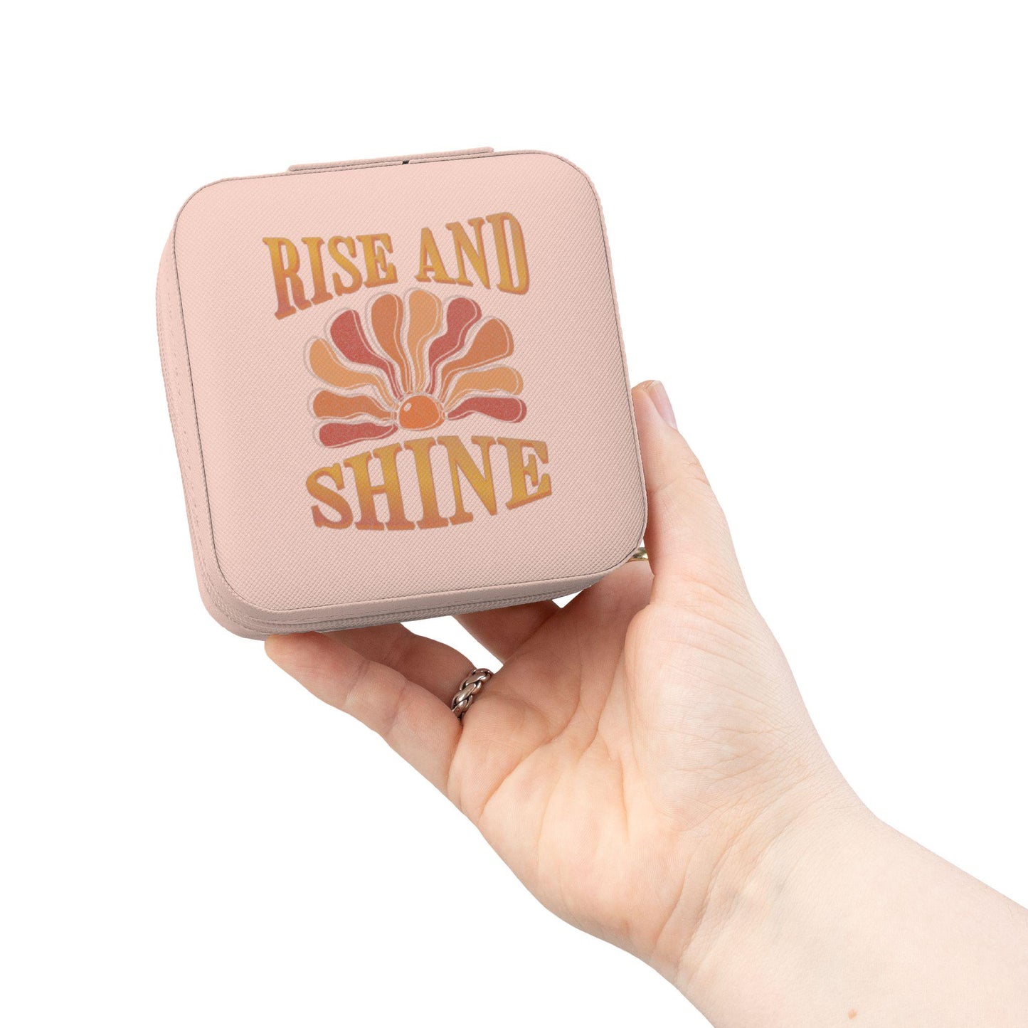 Rise and Shine Jewelry Travel Case | Compact Blush Pink Organizer