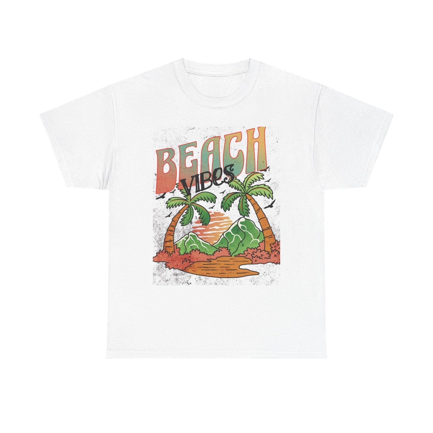 Beach Vibes Palm Trees Tee | Retro Sunset Surf Graphic | Soft, Classic-Fit Tee