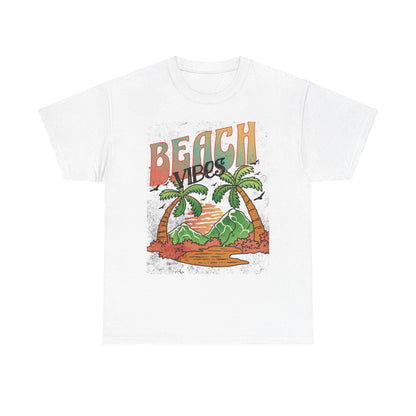 Beach Vibes Palm Trees Tee | Retro Sunset Surf Graphic | Soft, Classic-Fit Tee
