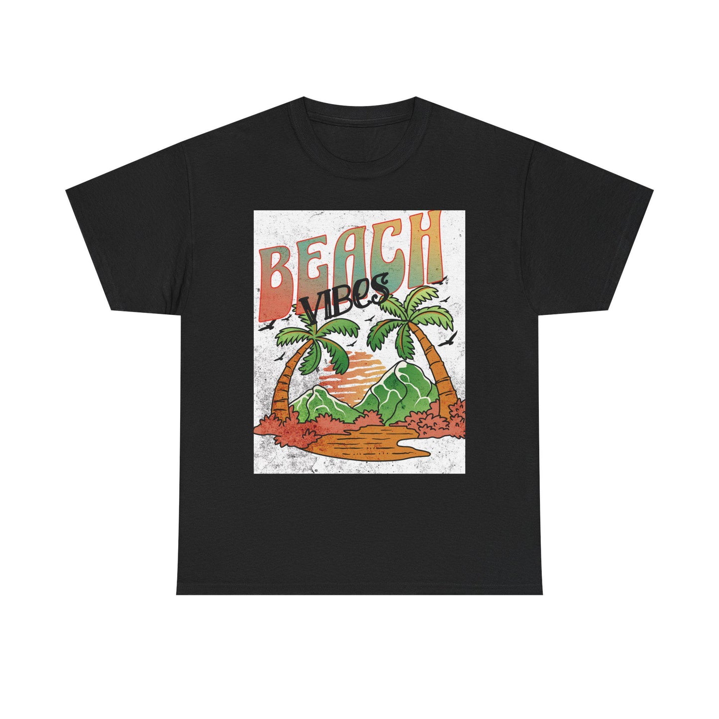 Beach Vibes Palm Trees Tee | Retro Sunset Surf Graphic | Soft, Classic-Fit Tee