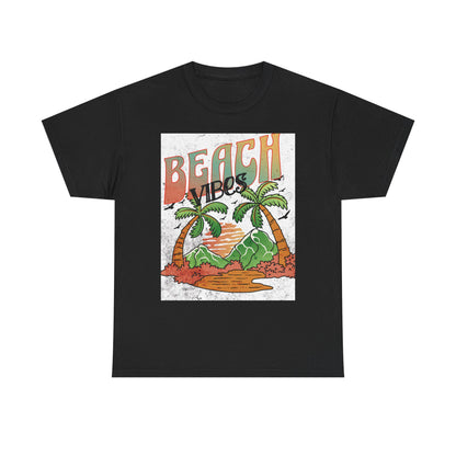 Beach Vibes Palm Trees Tee | Retro Sunset Surf Graphic | Soft, Classic-Fit Tee