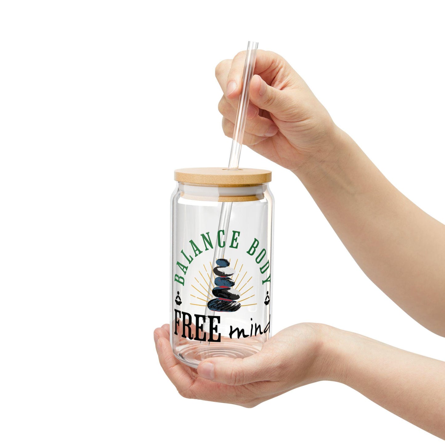 Balance Body Sipper Glass | Bamboo Lid, Tritan Straw (16oz)
