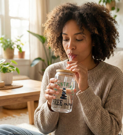 Balance Body Sipper Glass | Bamboo Lid, Tritan Straw (16oz)