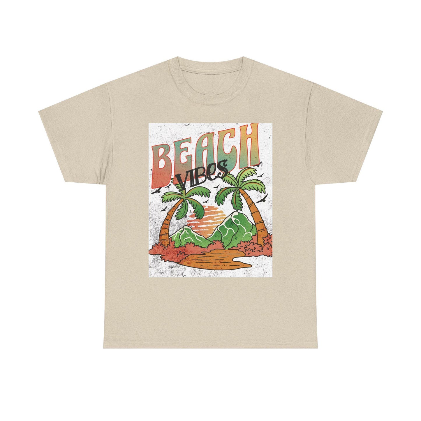 Beach Vibes Palm Trees Tee | Retro Sunset Surf Graphic | Soft, Classic-Fit Tee