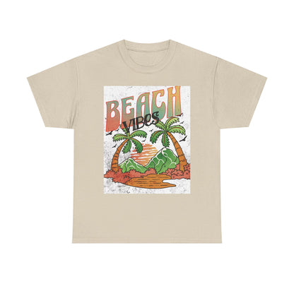 Beach Vibes Palm Trees Tee | Retro Sunset Surf Graphic | Soft, Classic-Fit Tee