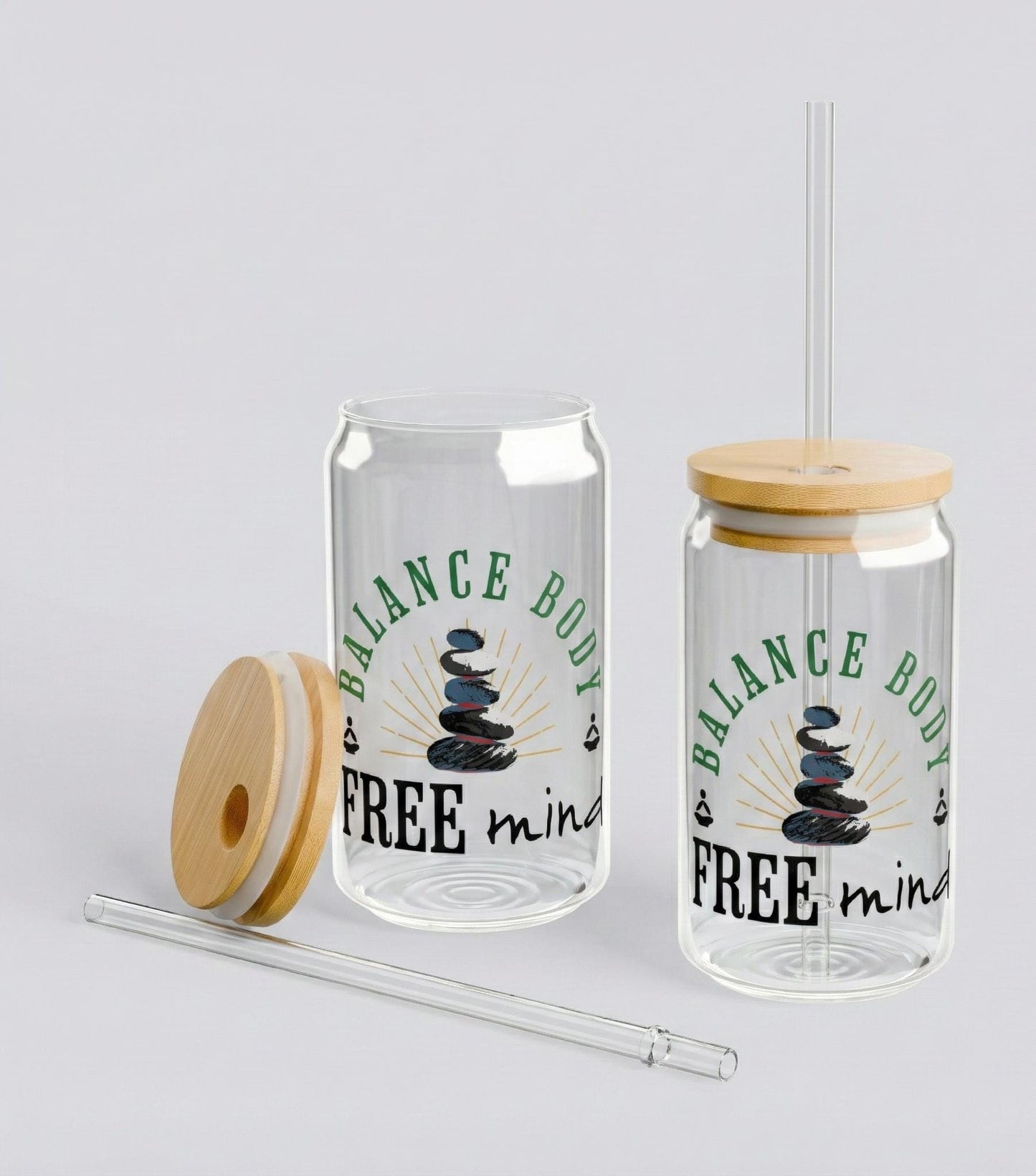 Balance Body Sipper Glass | Bamboo Lid, Tritan Straw (16oz)