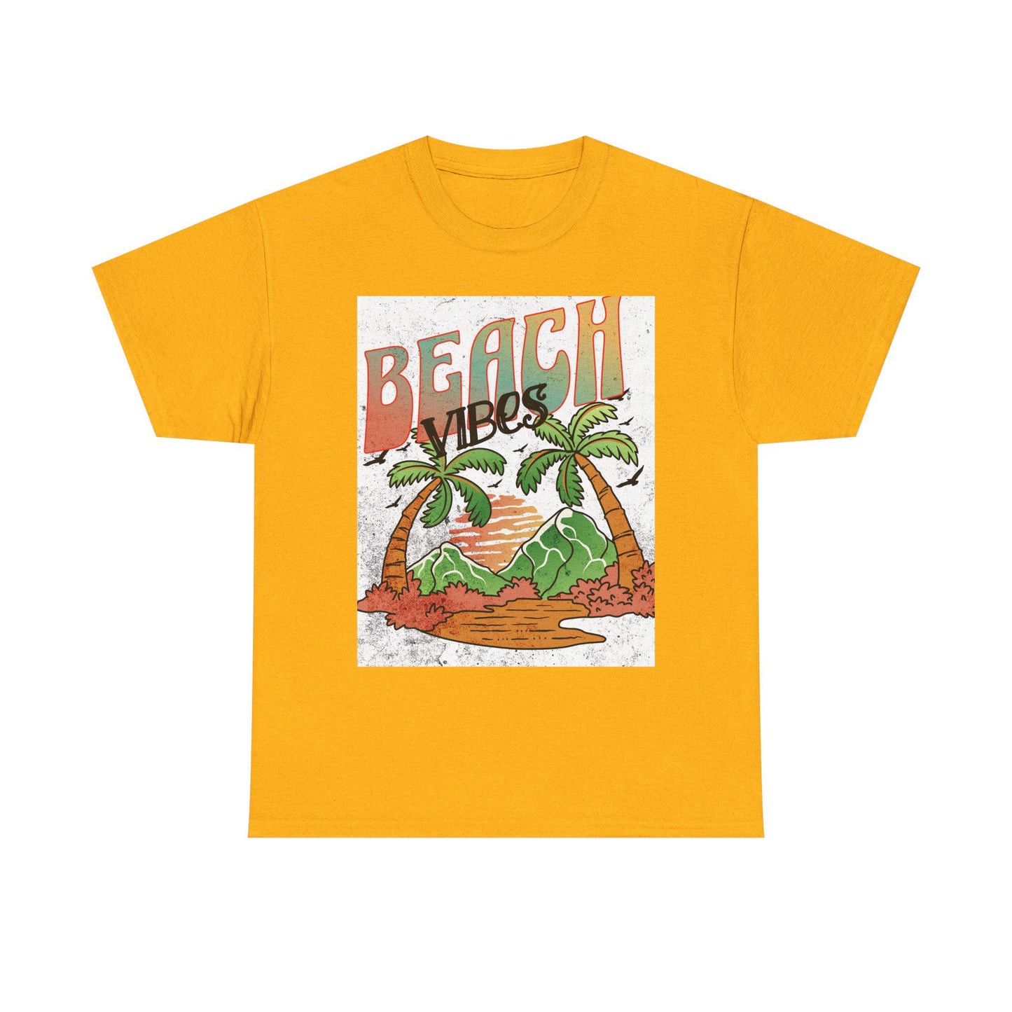 Beach Vibes Palm Trees Tee | Retro Sunset Surf Graphic | Soft, Classic-Fit Tee