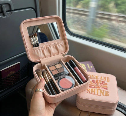 Rise and Shine Jewelry Travel Case | Compact Blush Pink Organizer
