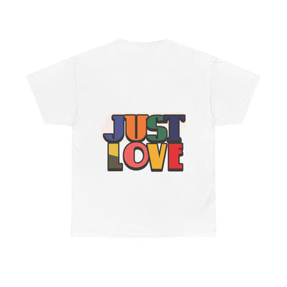 Just Love T-Shirt | Retro Rainbow Typography, Positive Message | Classic Crew-Neck Tee