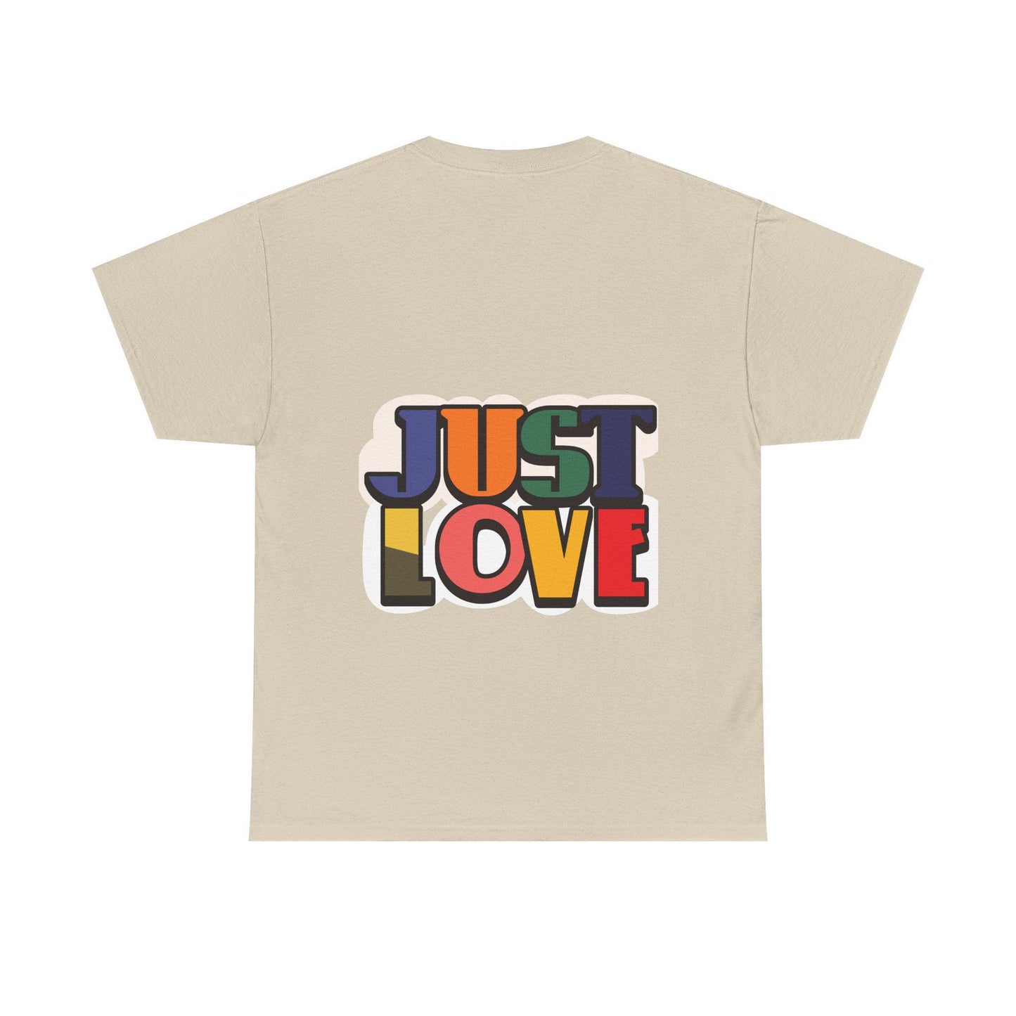 Just Love T-Shirt | Retro Rainbow Typography, Positive Message | Classic Crew-Neck Tee