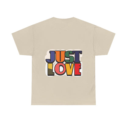 Just Love T-Shirt | Retro Rainbow Typography, Positive Message | Classic Crew-Neck Tee