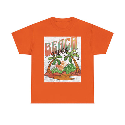 Beach Vibes Palm Trees Tee | Retro Sunset Surf Graphic | Soft, Classic-Fit Tee