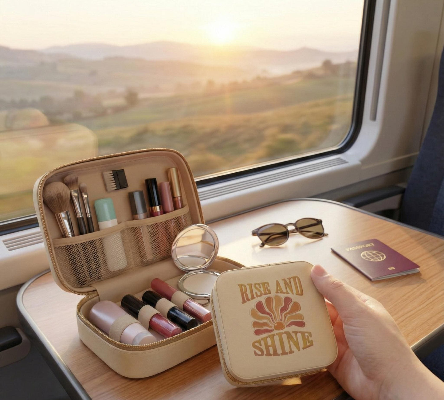 Rise and Shine Jewelry Travel Case | Compact Blush Pink Organizer