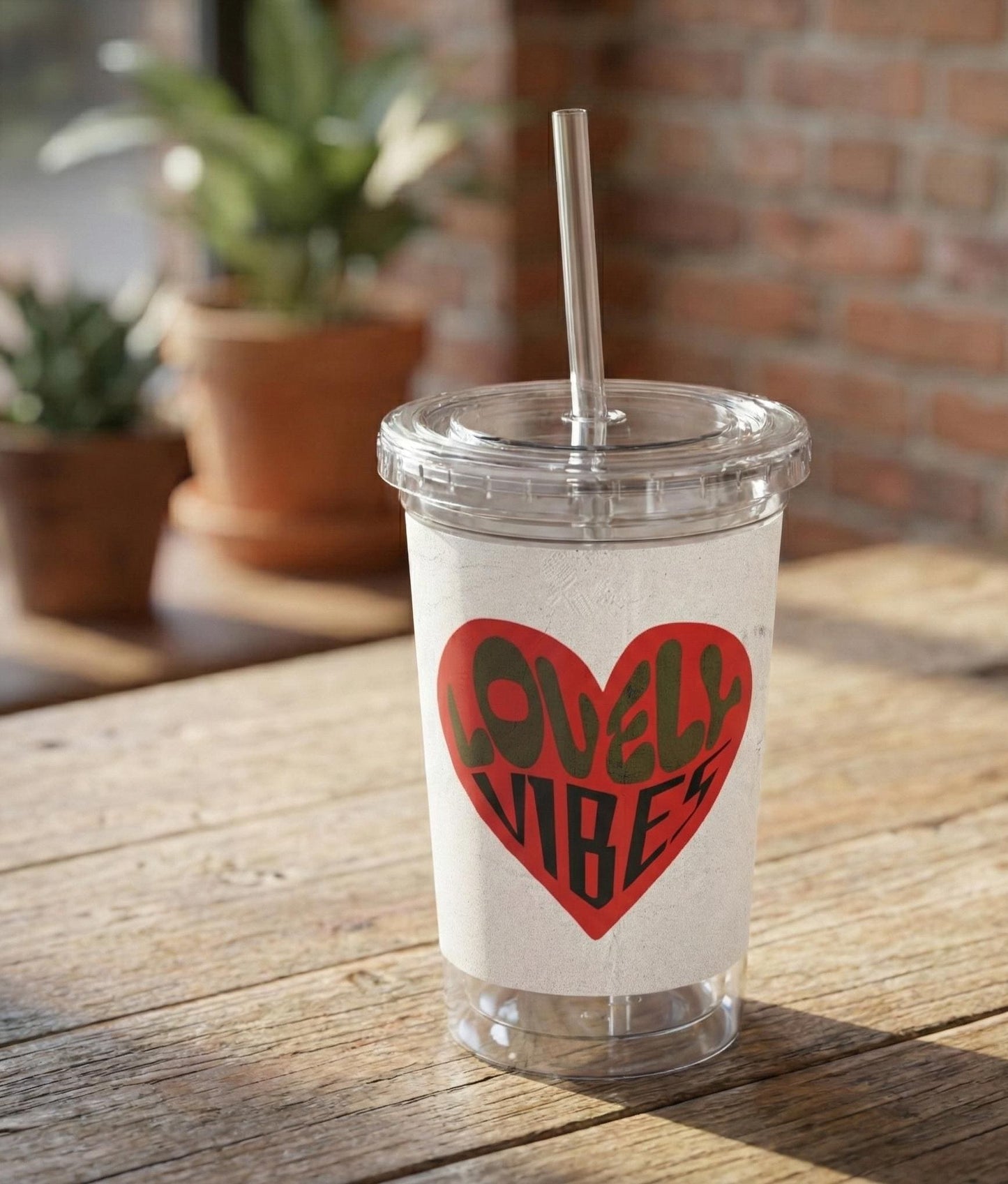 Lovely Vibes Heart Acrylic Cup | Red Heart Tumbler | Sip With a Little Extra Warmth