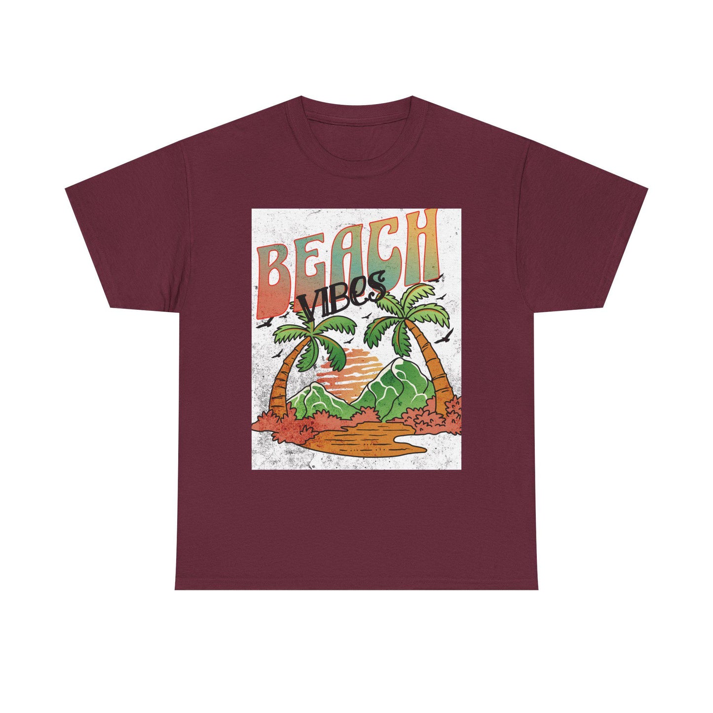 Beach Vibes Palm Trees Tee | Retro Sunset Surf Graphic | Soft, Classic-Fit Tee