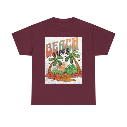 Beach Vibes Palm Trees Tee | Retro Sunset Surf Graphic | Soft, Classic-Fit Tee