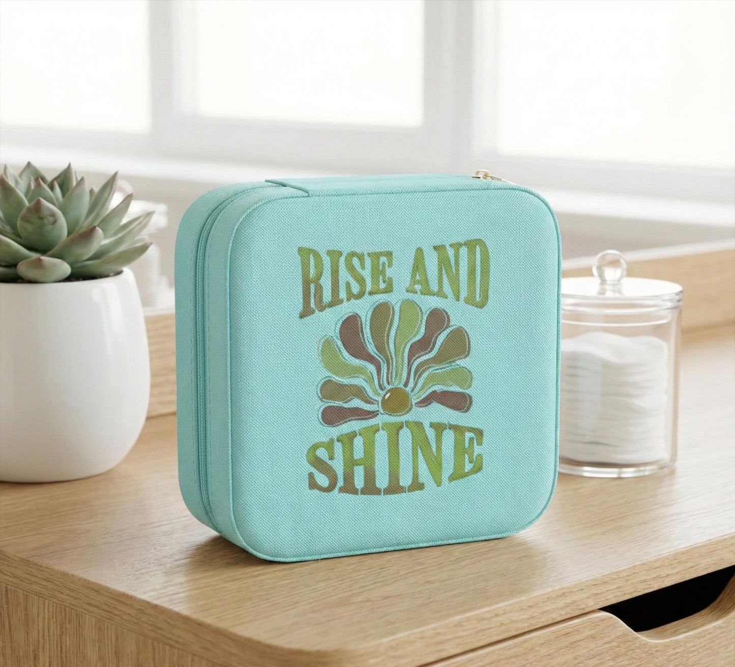 Rise and Shine Jewelry Travel Case | Compact Blush Pink Organizer