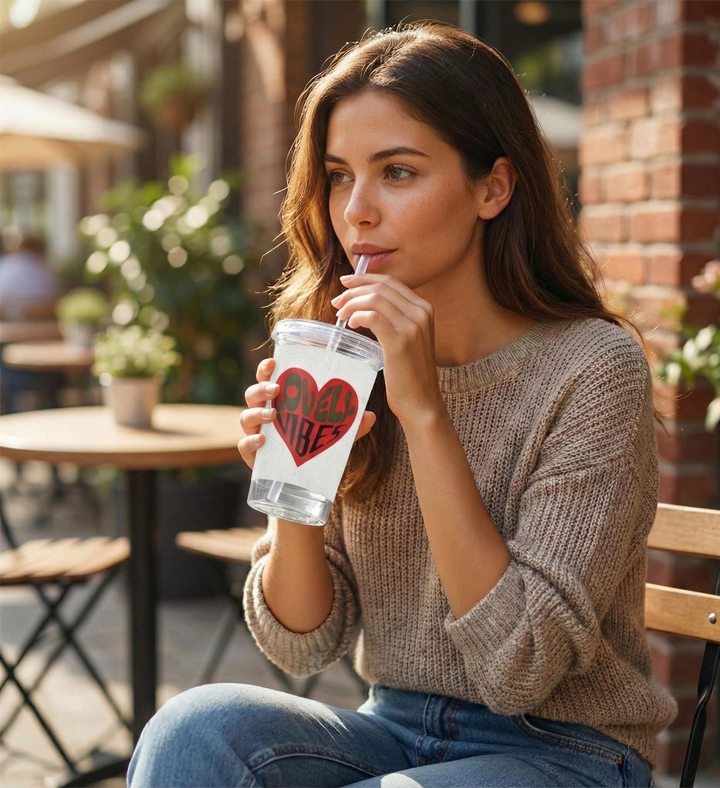 Lovely Vibes Heart Acrylic Cup | Red Heart Tumbler | Sip With a Little Extra Warmth